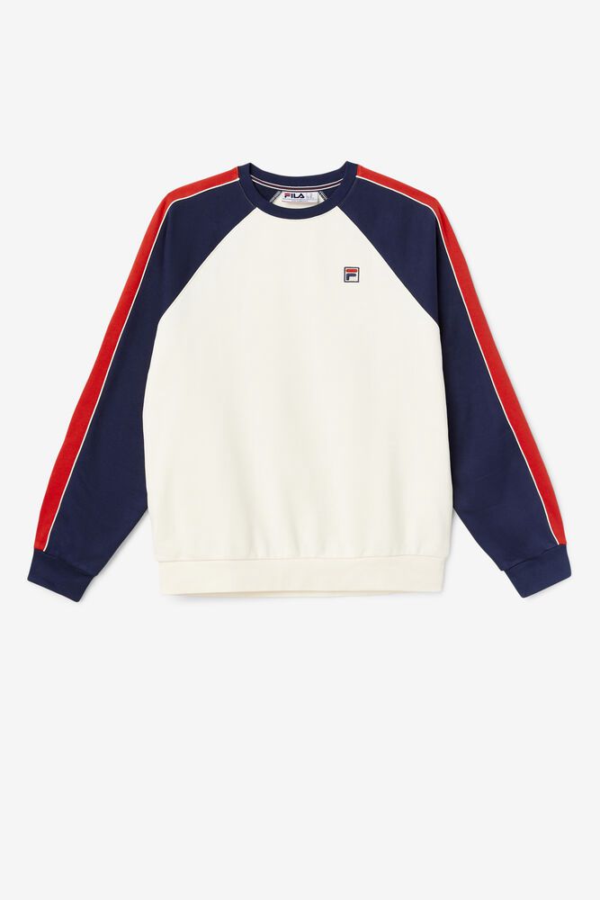 Fila Sweatshirt Nestor Crew Mens White - India USE-809342